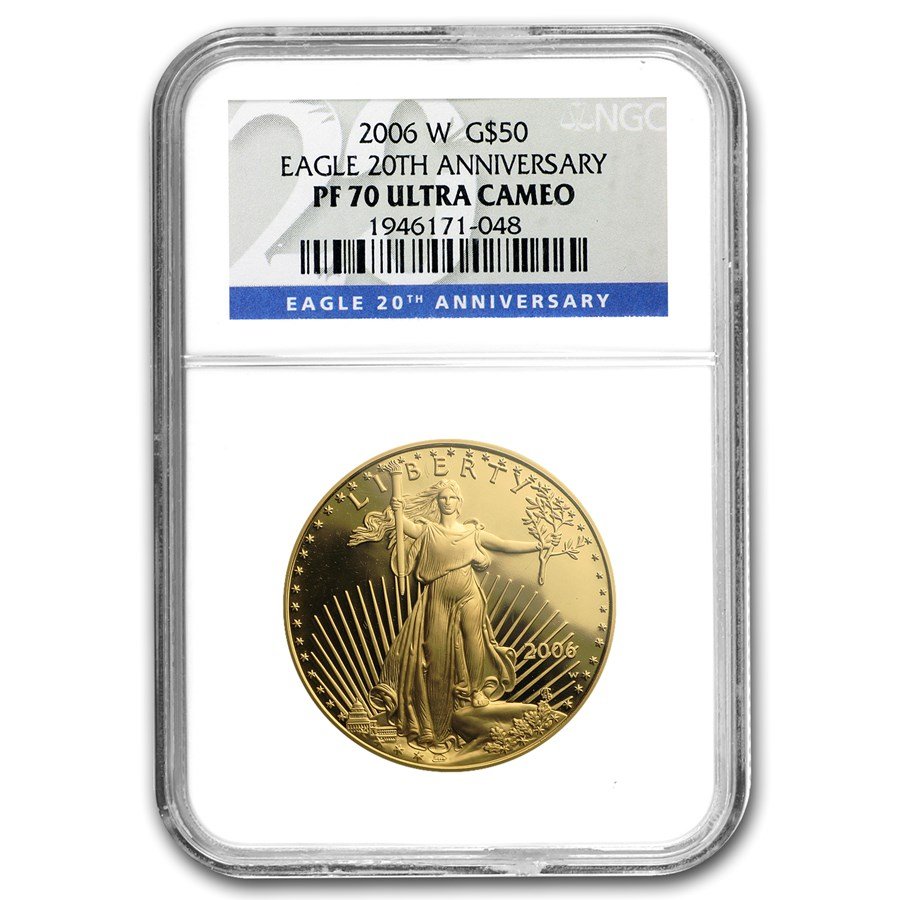 2006-W 1 oz Proof Gold Eagle PF-70 NGC (20th Anniversary Label)